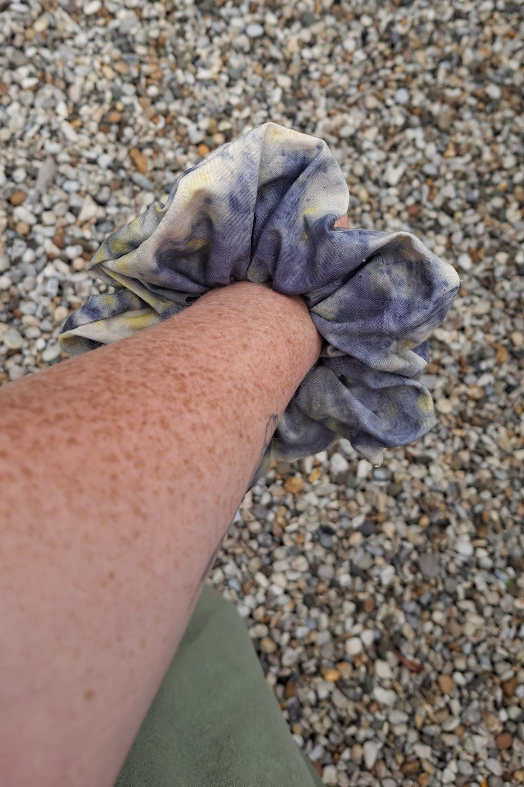 Naturally Dyed Scrunchie - Nettle, Chamomile, Poppy