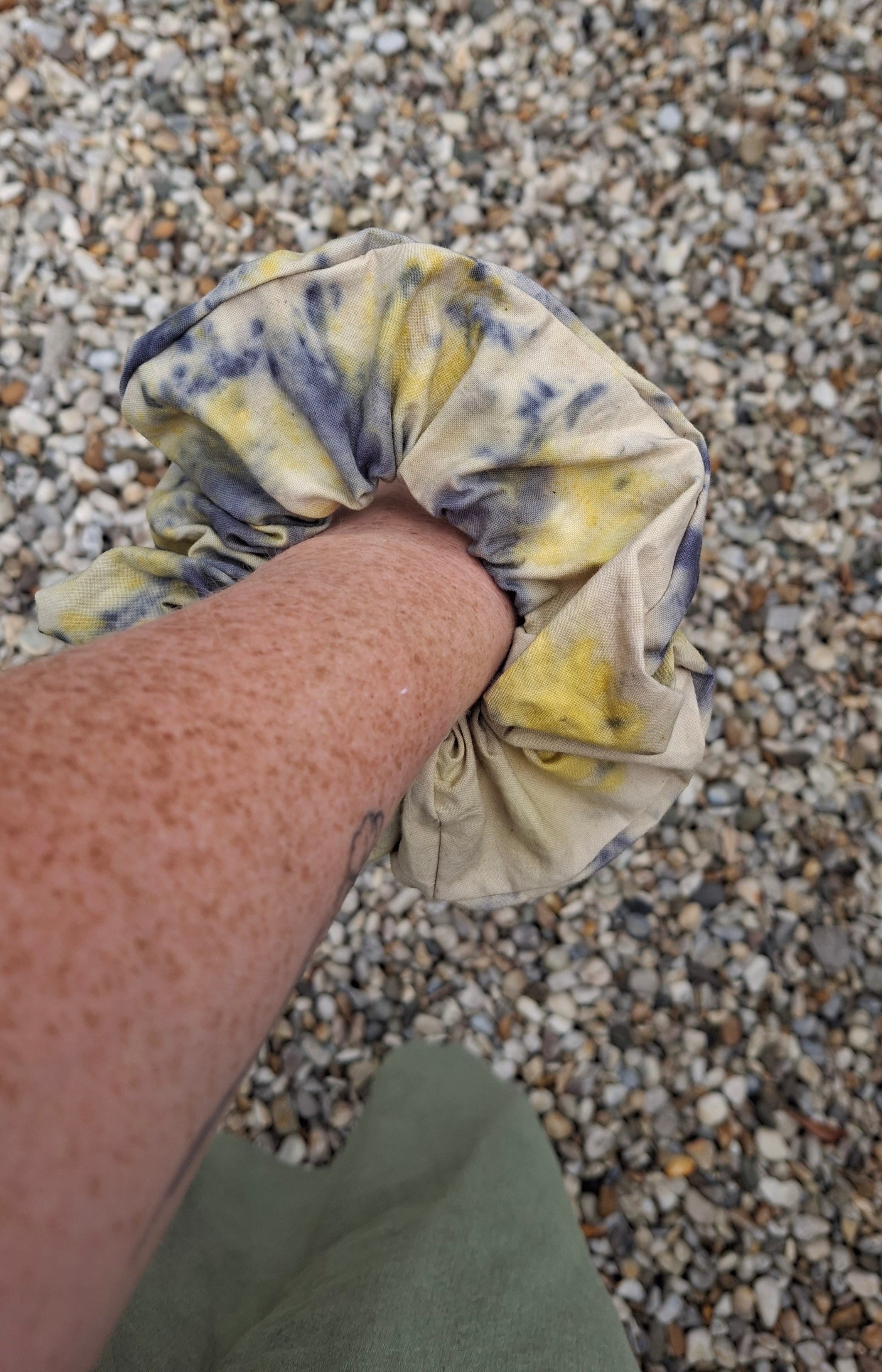 Naturally Dyed Scrunchie- Nettle, Chamomile, Poppy